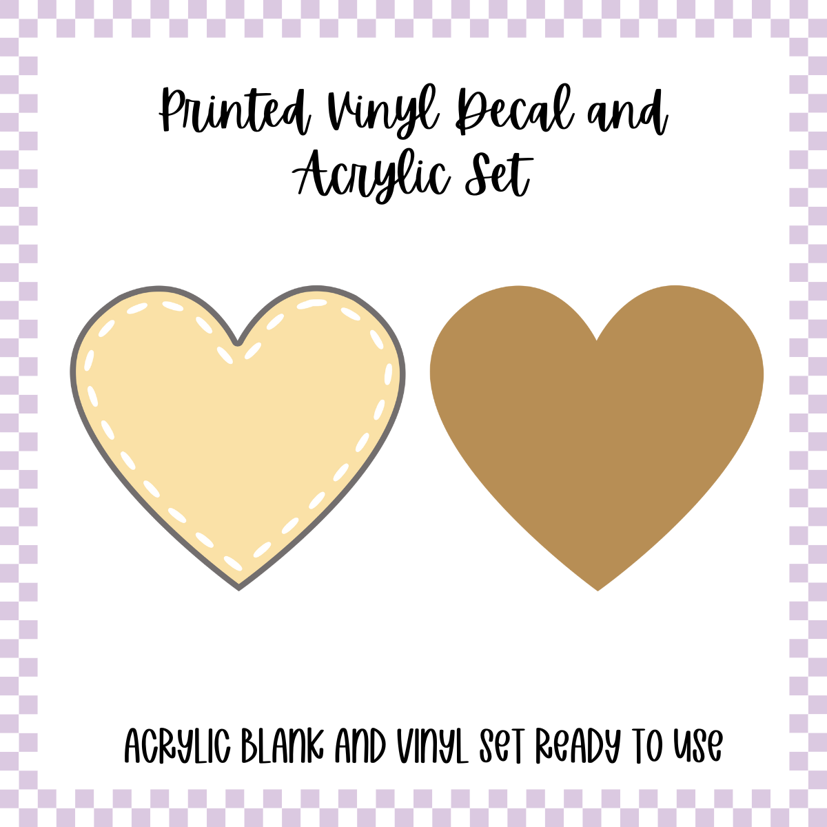 Printed Vinyl and Acrylic Set - Pastel Patch Heart