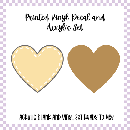 Printed Vinyl and Acrylic Set - Pastel Patch Heart