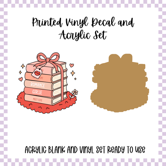Printed Vinyl and Acrylic Set - Romance Girlie Book Stack
