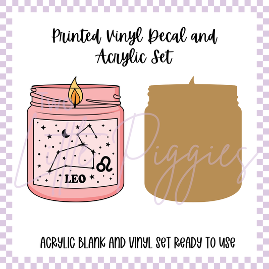 Printed Vinyl and Acrylic Set - Zodiac Candle - Leo