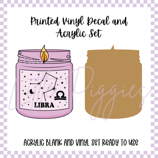 Printed Vinyl and Acrylic Set - Zodiac Candle - Libra
