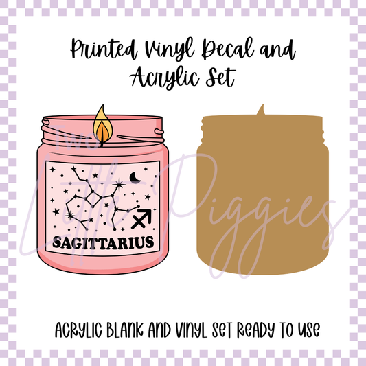 Printed Vinyl and Acrylic Set - Zodiac Candle - Sagittarius