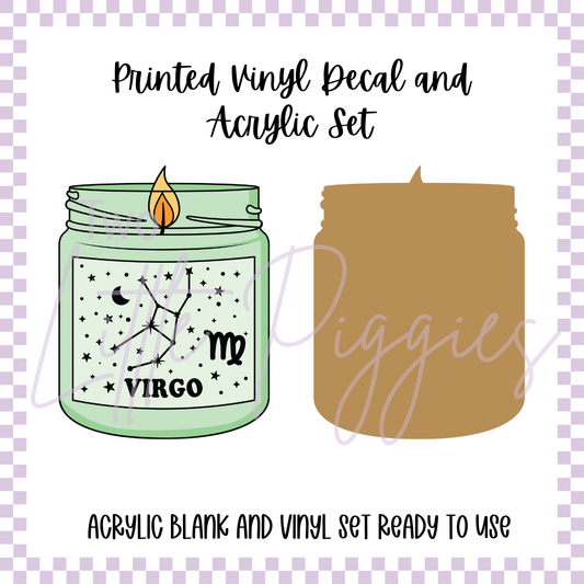 Printed Vinyl and Acrylic Set - Zodiac Candle - Virgo